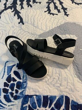 MIA Black Sandal Platforms with White Lug Sole